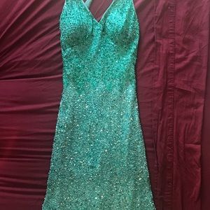 Sea green, sequin and see me gown